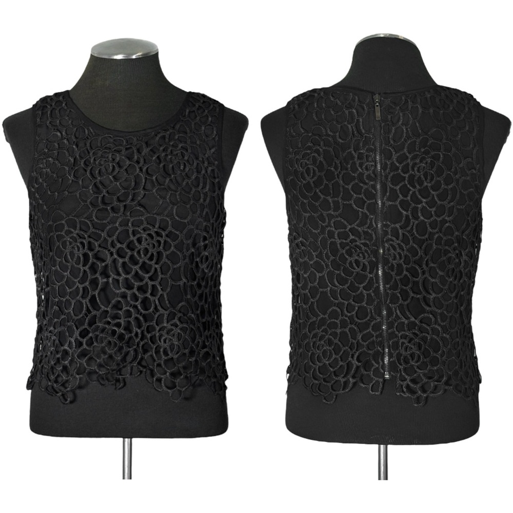 Willow & Clay Anthropologie Black Floral Lace Crop Top